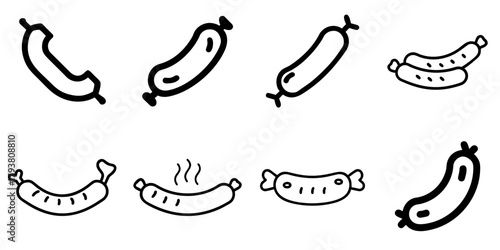 sausage icon set. pictogram isolated on white background. Vector illustration.
