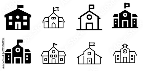 school icon set. pictogram isolated on white background. Vector illustration.