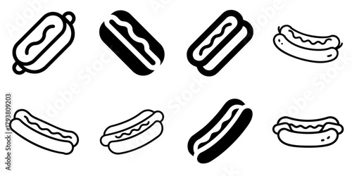hotdog icon set. pictogram isolated on white background. Vector illustration.