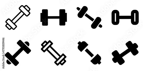 dumbbell icon set. pictogram isolated on white background. Vector illustration.