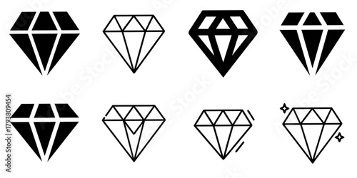 diamond icon set. pictogram isolated on white background. Vector illustration.