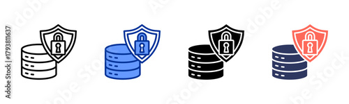 Data Security icon set multiple style collection