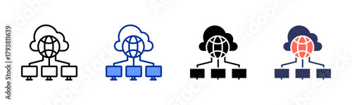 Network Infrastructure icon set multiple style collection