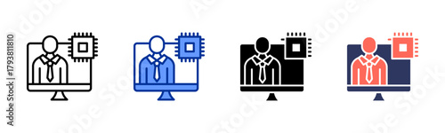 It Consulting icon set multiple style collection