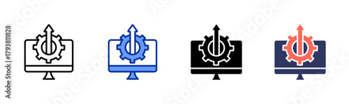 System Optimization icon set multiple style collection