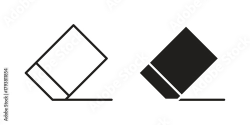 Eraser icon collection with multiple styles. EPS10