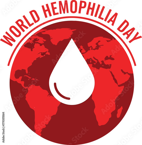 World hemophilia day awareness vector: global support, blood drop icon, disease education