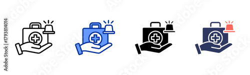 Emergency Care icon set multiple style collection