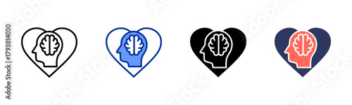 Mental Health icon set multiple style collection