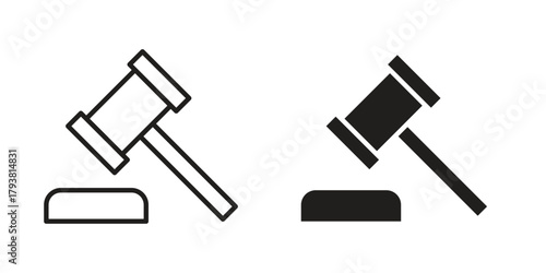 Gavel icon collection with multiple styles. EPS10