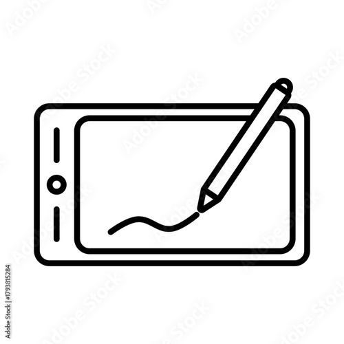 Digital Sketchpad Stylus on Tablet - Graphic Design and Art Tool Icon