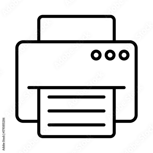 Minimalist Printer Icon Streamlined Vector Illustration for Printing and Document Output