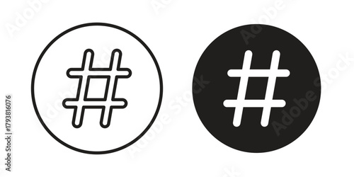 Hashtag icon collection with multiple styles. EPS10