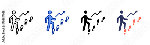 First Step icon set multiple style collection