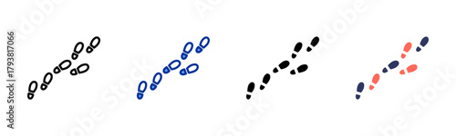 Footprint Trail icon set multiple style collection