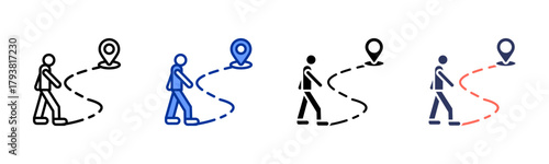 Walking Path icon set multiple style collection