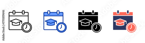 Study Schedule icon set multiple style collection