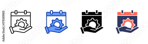 Skill Training Schedule icon set multiple style collection