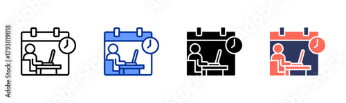 Work Schedule icon set multiple style collection
