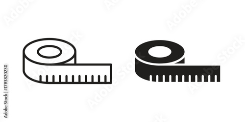 Meter tape icon collection with multiple styles. EPS10