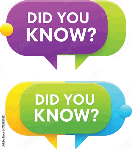 Did you know fun fact question speech bubble design. informative quiz trivia game element.