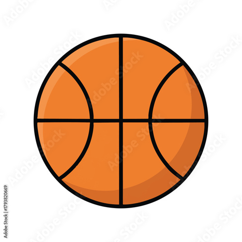 Orange basketball ball graphic on white background for sports