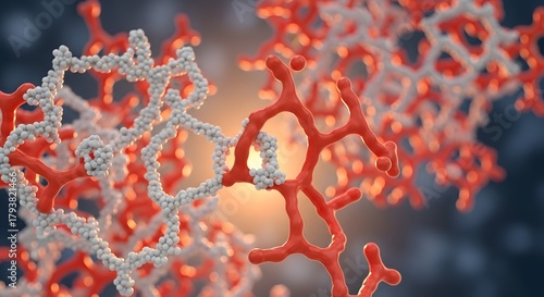 Detailed 3D Rendering of Protein Structures Interacting.