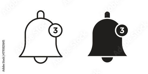 Notification bell icon collection with multiple styles. EPS10