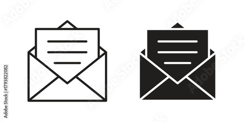 Open email icon collection with multiple styles. EPS10