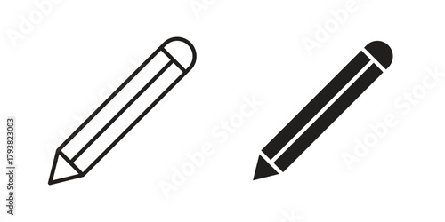 Pencil icon collection with multiple styles. EPS10