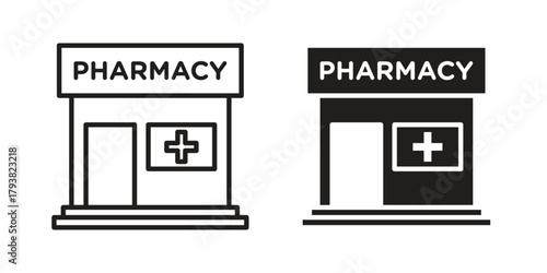 Pharmacy icon collection with multiple styles. EPS10