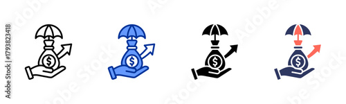 Financial Countermeasures icon set multiple style collection