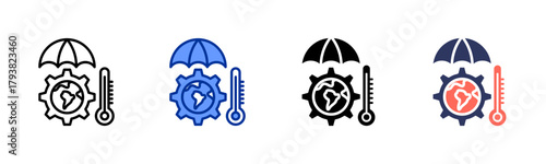 Climate Countermeasures icon set multiple style collection
