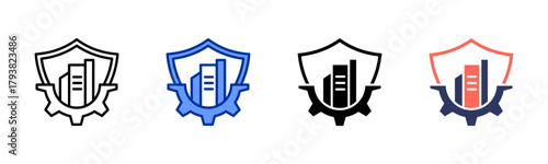 Infrastructure Countermeasures icon set multiple style collection