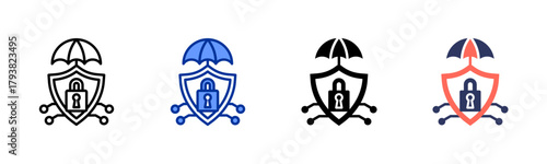 Cyber Countermeasures icon set multiple style collection