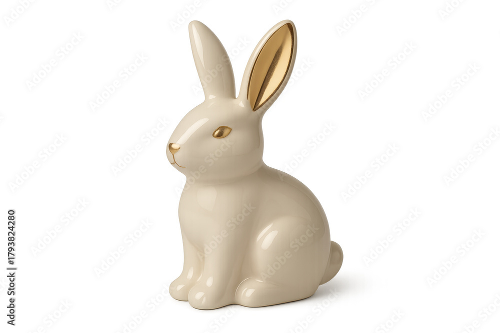 Fototapeta premium White easter bunny figurine with golden details