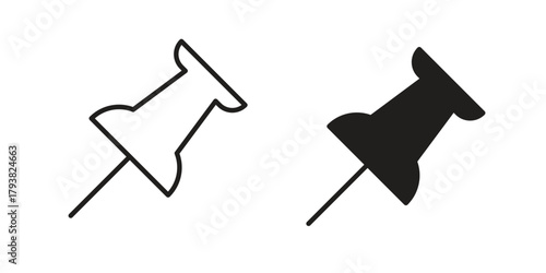 Push pin icon collection with multiple styles. EPS10