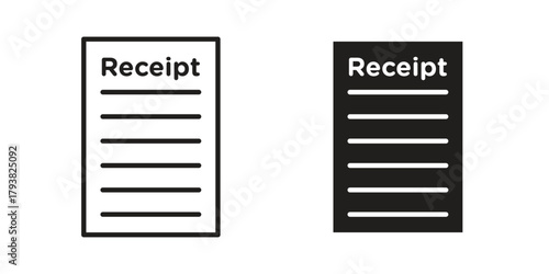 Receipt icon collection with multiple styles. EPS10