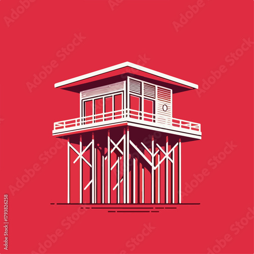 stilt house vector illustration