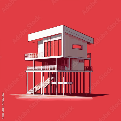 stilt house vector illustration