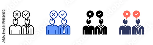 Different Opinions icon set multiple style collection