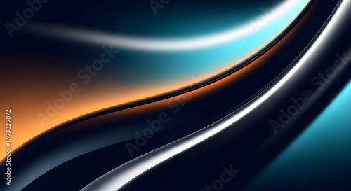 Abstract Dark Gradient Background Glossy Futuristic Flowing Wave Design