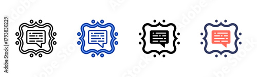 Framing Message icon set multiple style collection