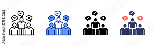 Opinion Poll icon set multiple style collection