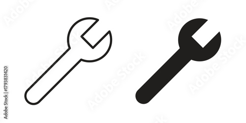 Wrench icon collection with multiple styles. EPS10