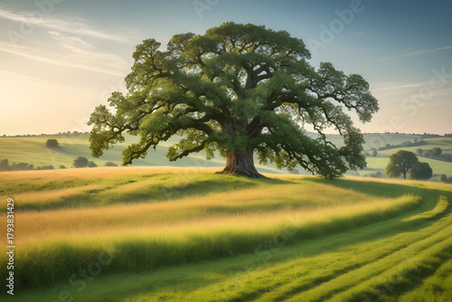 Beautiful countryside summer landscape background