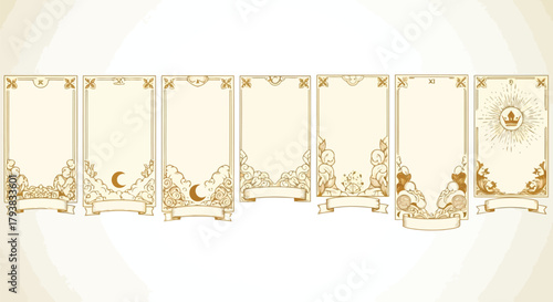 Elegant collection of six ornate gold frames with intricate designs