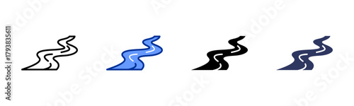 Flowing River icon set multiple style collection