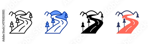 Nature Stream icon set multiple style collection