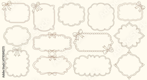 Collection of twelve ornate frames with decorative borders and bow accents